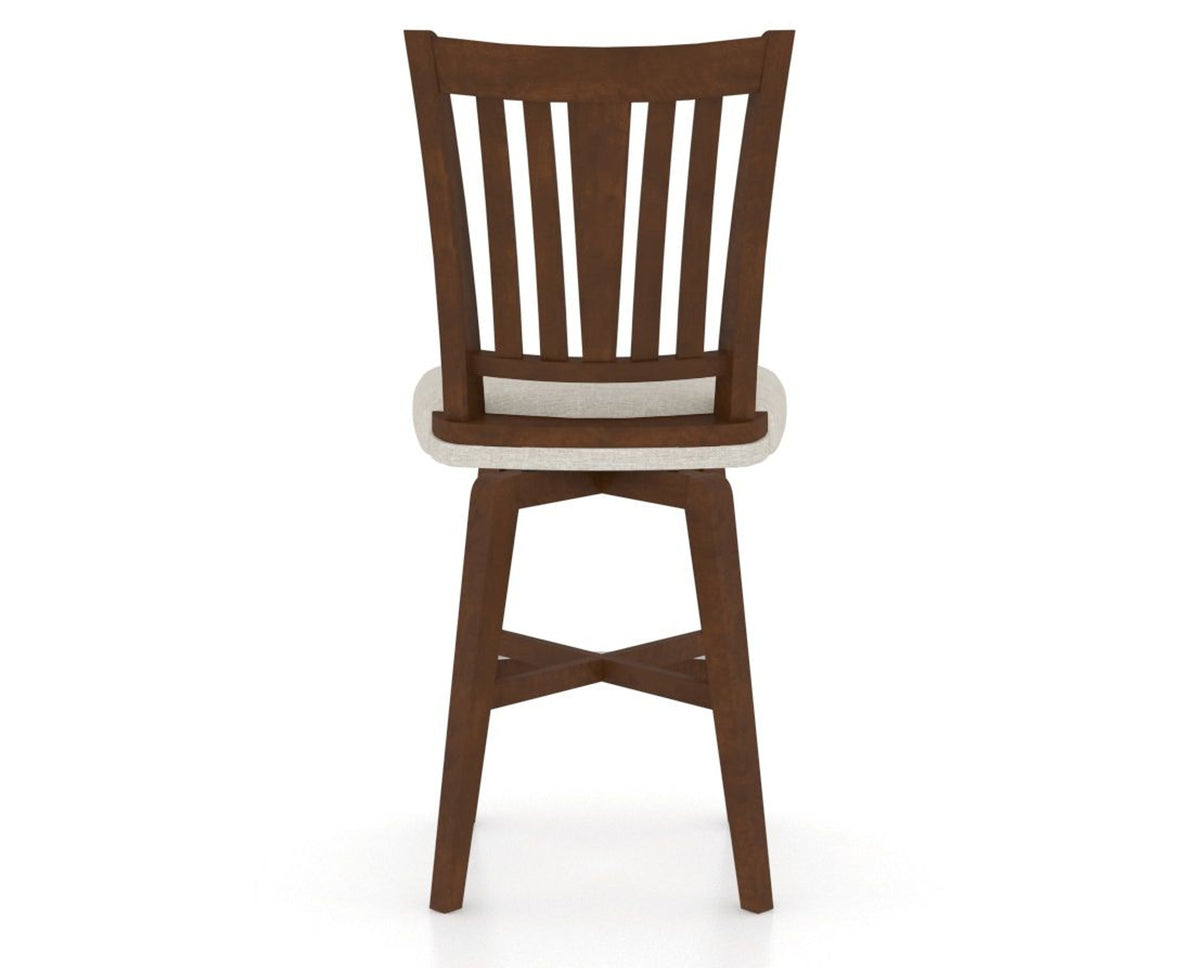 Canadel Swivel Counter Stool 7351 in TB Fabric and 19 Cognac Washed, back view