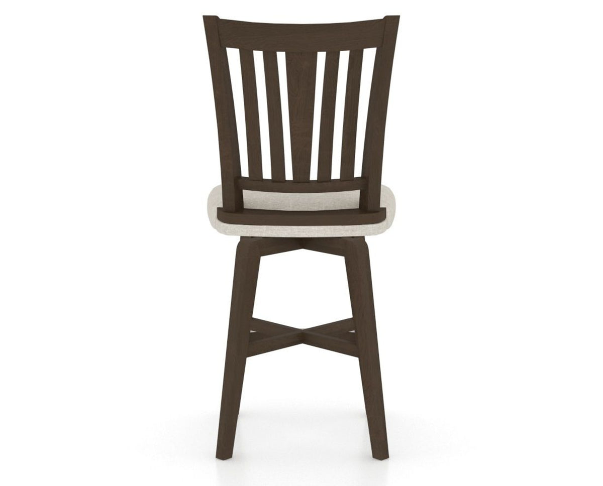 Canadel Swivel Counter Stool 7351 in TB Fabric and 29 Hazelnut Washed, back view