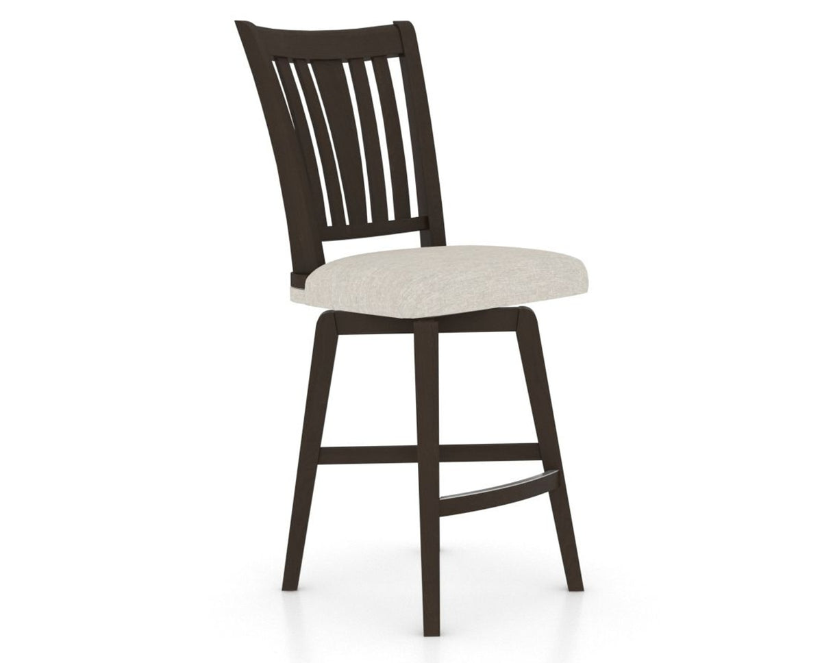 Canadel Swivel Counter Stool 7351 in TB Fabric and 59 Davy's Grey, three-quarter view