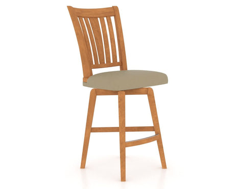 Canadel Swivel Counter Stool 7351 in XY Faux Leather and 01 Honey Washed, three-quarter view