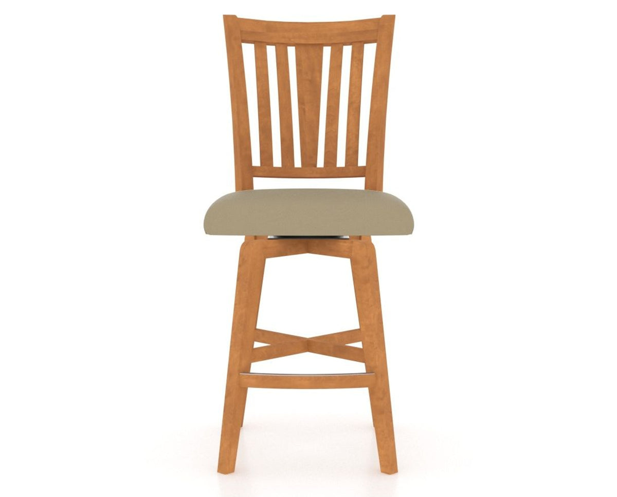 Canadel Swivel Counter Stool 7351 in XY Faux Leather and 01 Honey Washed, front view