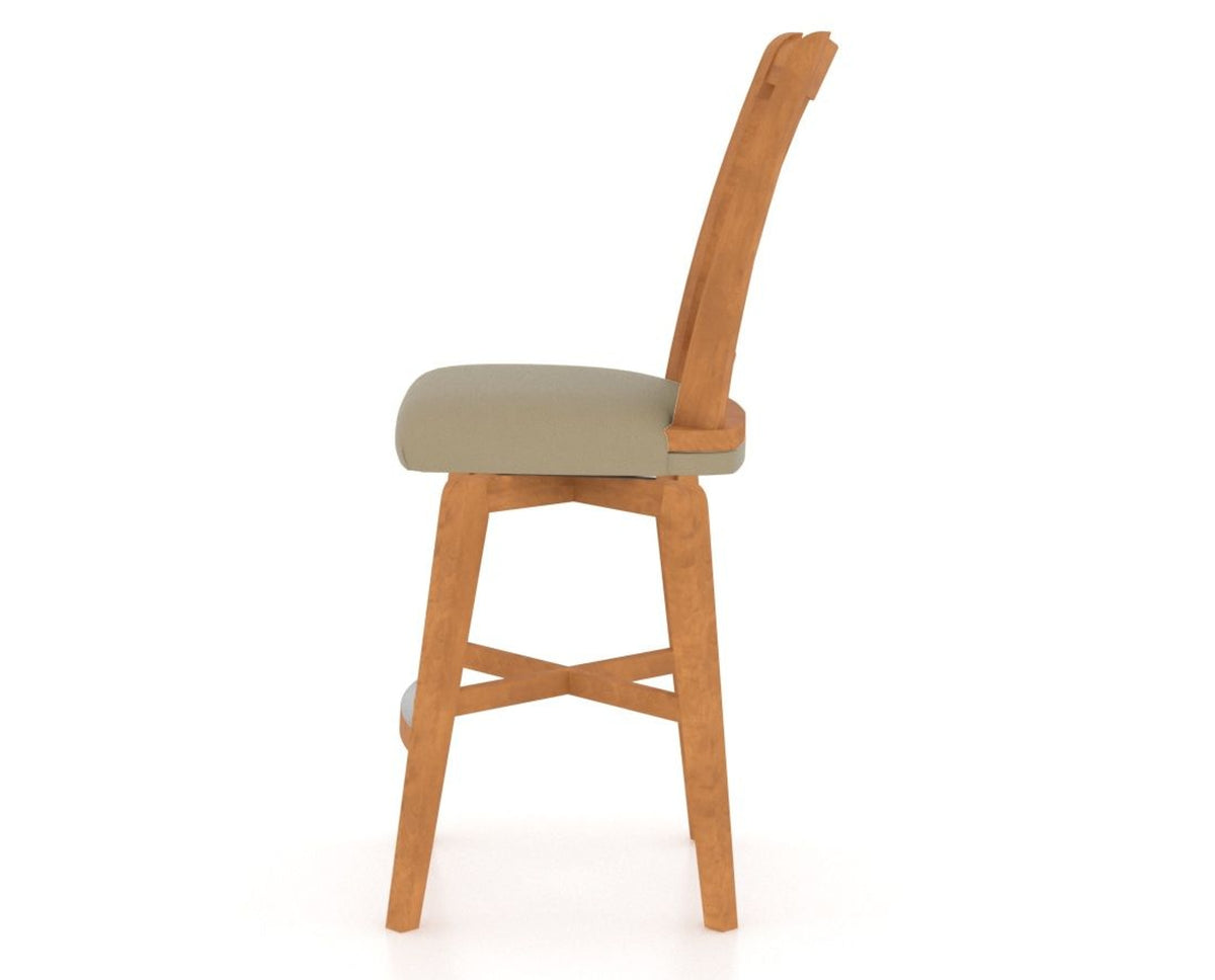 Canadel Swivel Counter Stool 7351 in XY Faux Leather and 01 Honey Washed, side view
