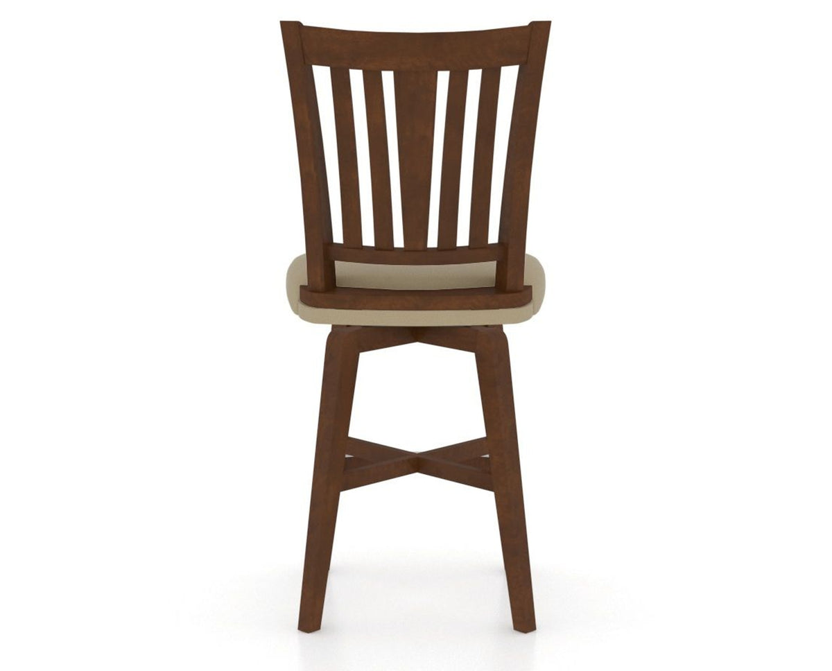 Canadel Swivel Counter Stool 7351 in XY Faux Leather and 19 Cognac Washed, back view