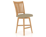 Canadel Swivel Counter Stool 7351 in XY Faux Leather and 20 Caramel Washed, three-quarter view