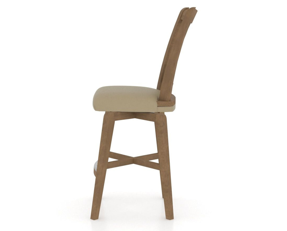 Canadel Swivel Counter Stool 7351 in XY Faux Leather and 25 Pecan Washed, side view