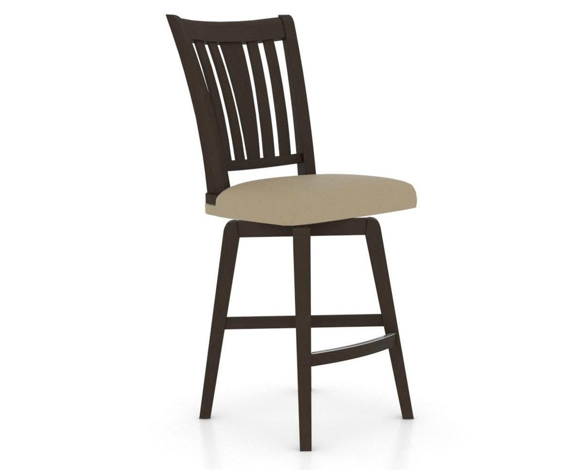 Canadel Swivel Counter Stool 7351 in XY Faux Leather and 59 Davy's Grey, three-quarter view