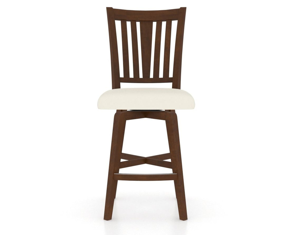 Canadel Swivel Counter Stool 7351 in YJ Faux Leather and 19 Cognac Washed, front view
