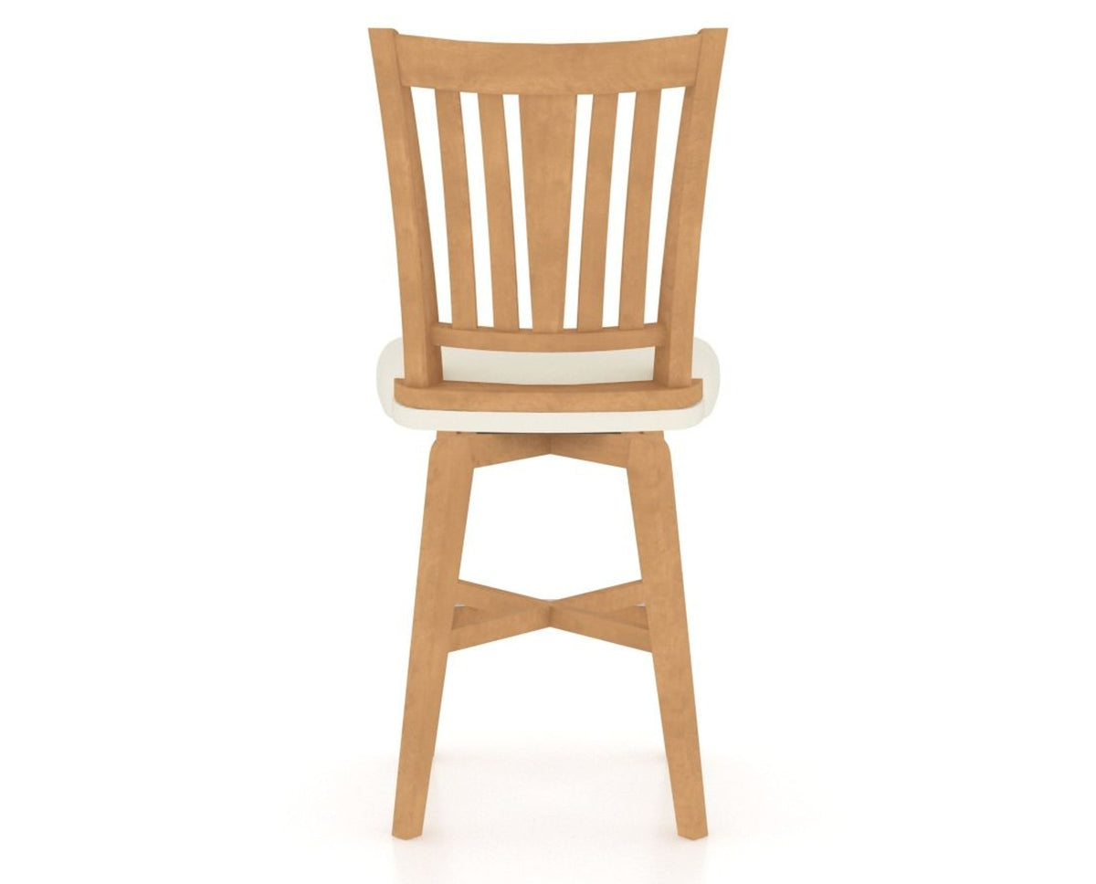 Canadel Swivel Counter Stool 7351 in YJ Faux Leather and 20 Caramel Washed, back view