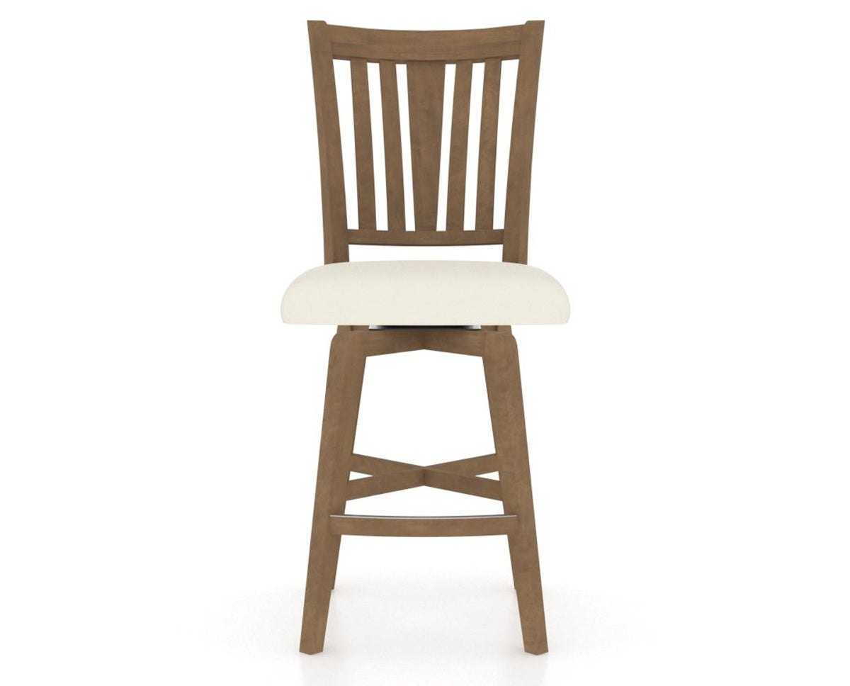 Canadel Swivel Counter Stool 7351 in YJ Faux Leather and 25 Pecan Washed, front view