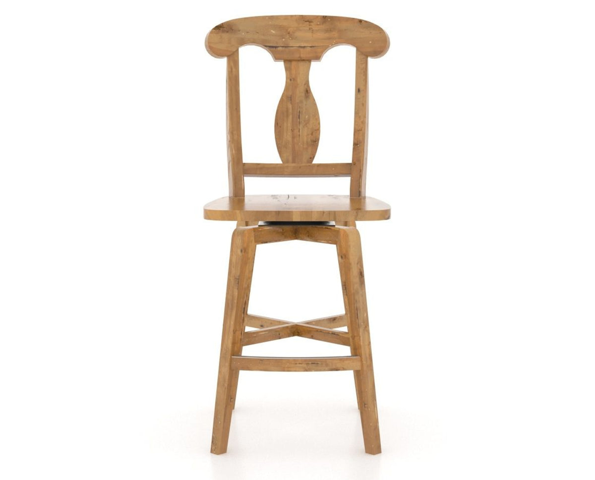 Canadel Champlain Swivel Counter Stool 7600 in Wood Seat and 01 Honey Washed, front view