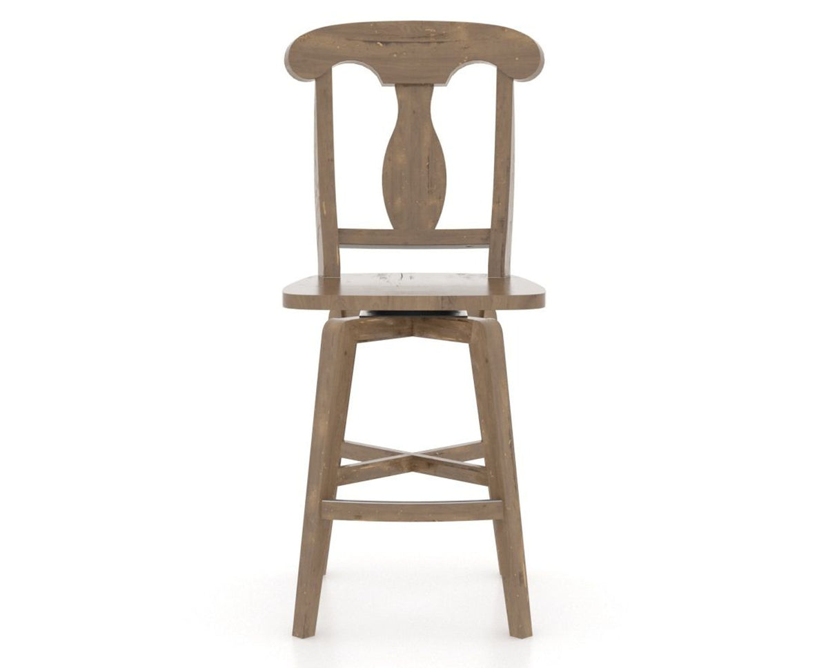 Canadel Champlain Swivel Counter Stool 7600 in Wood Seat and 25 Pecan Washed, front view