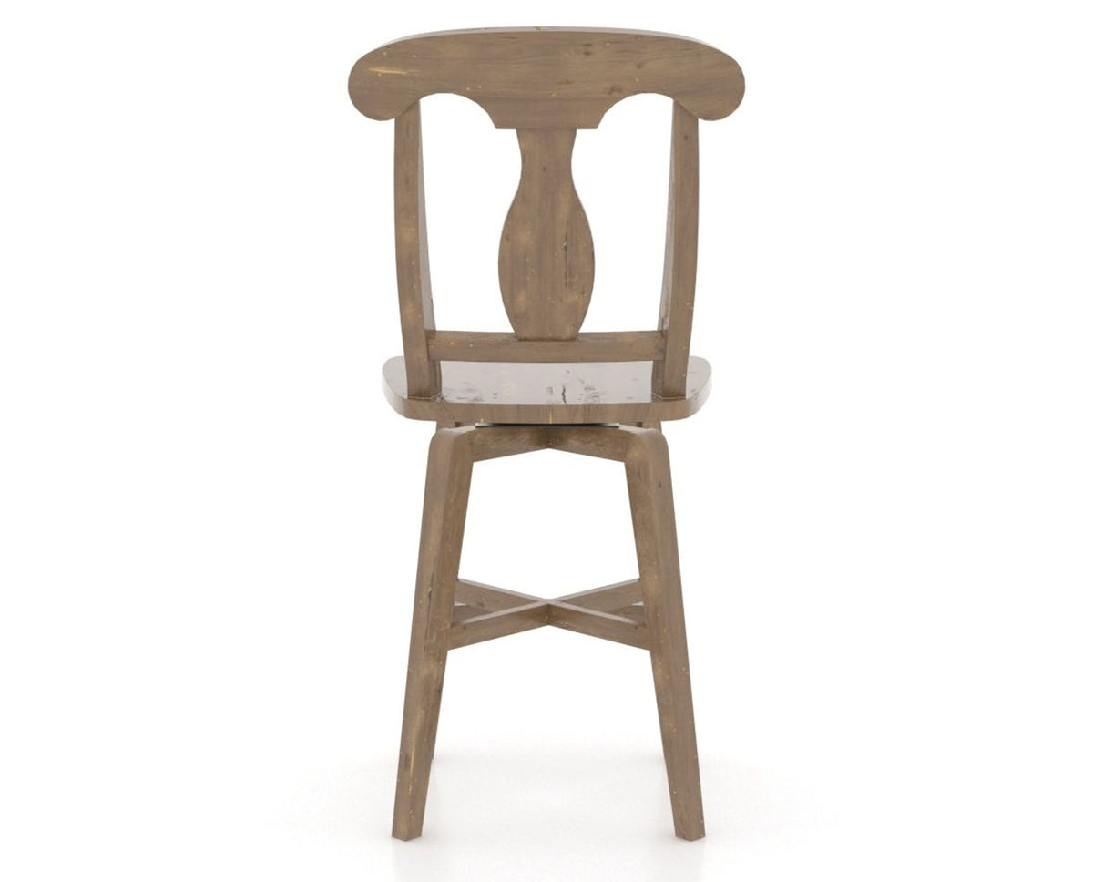 Canadel Champlain Swivel Counter Stool 7600 in Wood Seat and 25 Pecan Washed, back view