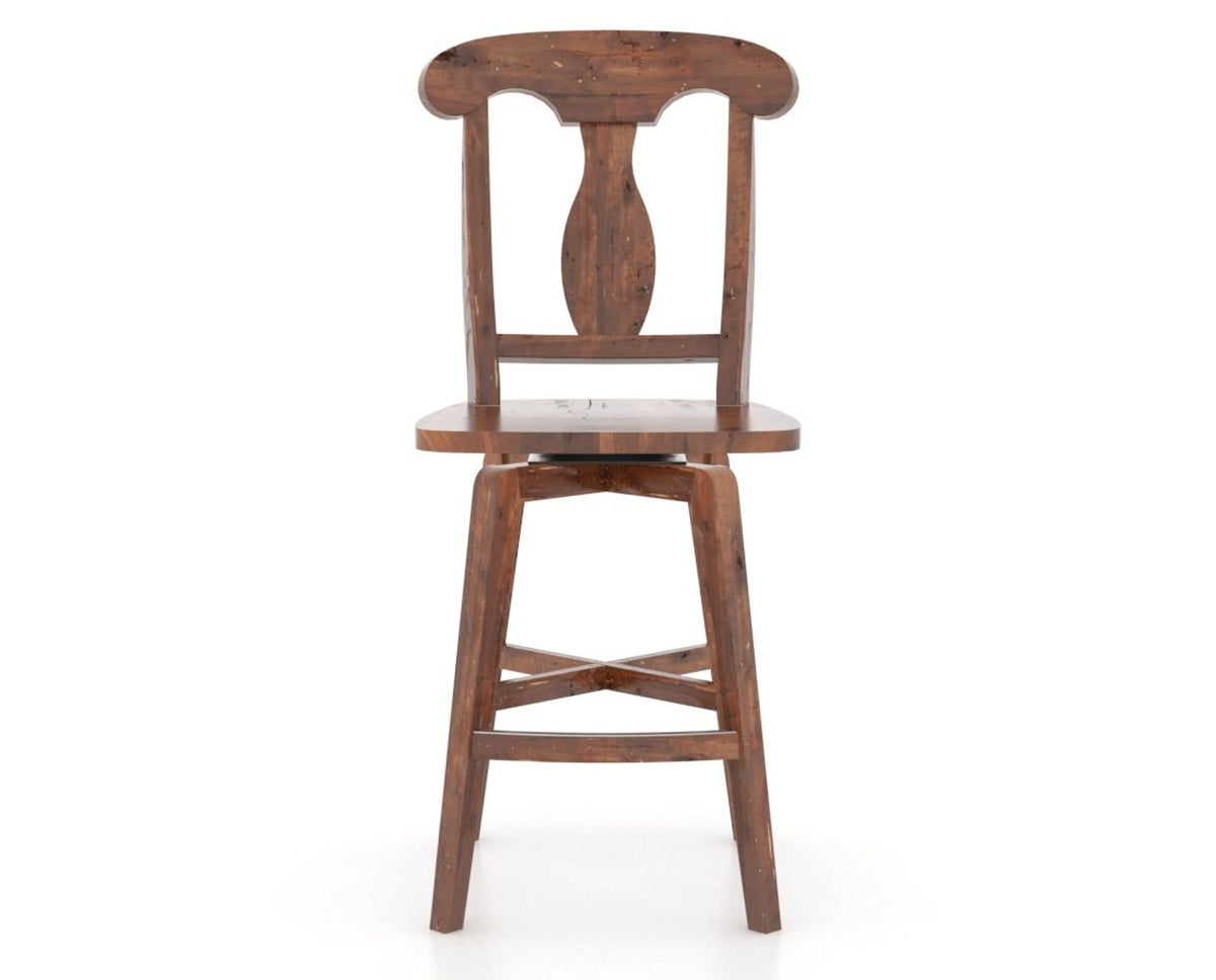 Canadel Champlain Swivel Counter Stool 7600 in Wood Seat and 33 Spice Washed, front view