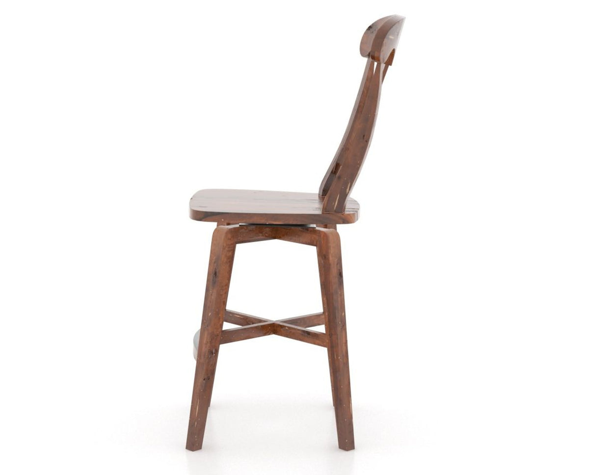 Canadel Champlain Swivel Counter Stool 7600 in Wood Seat and 33 Spice Washed, side view