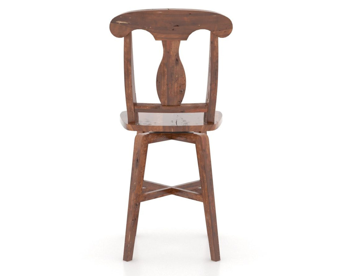 Canadel Champlain Swivel Counter Stool 7600 in Wood Seat and 33 Spice Washed, back view