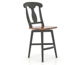 Canadel Champlain Swivel Counter Stool 7600 in Wood Seat and 63 Black / 33 Spice Washed, three-quarter view