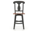 Canadel Champlain Swivel Counter Stool 7600 in Wood Seat and 63 Black / 33 Spice Washed, front view