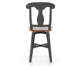 Canadel Champlain Swivel Counter Stool 7600 in Wood Seat and 63 Black / 33 Spice Washed, back view