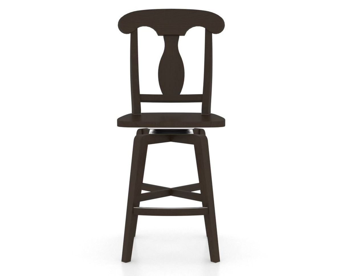 Canadel Swivel Counter Stool 7600 in Wood Seat and 59 Davy's Grey, front view