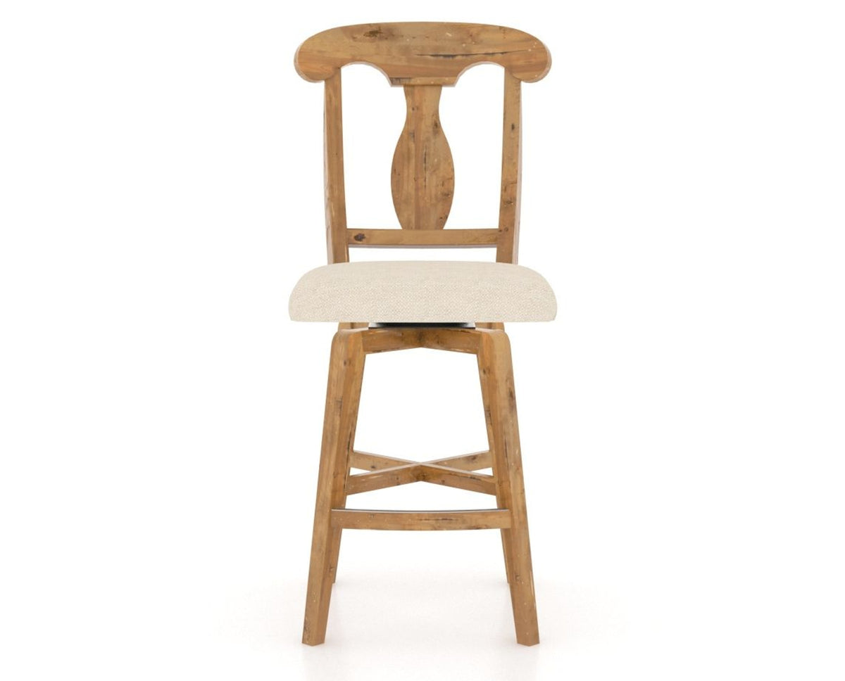 Canadel Champlain Swivel Counter Stool 7600 in 6K Sunbrella® and 01 Honey Washed, front view