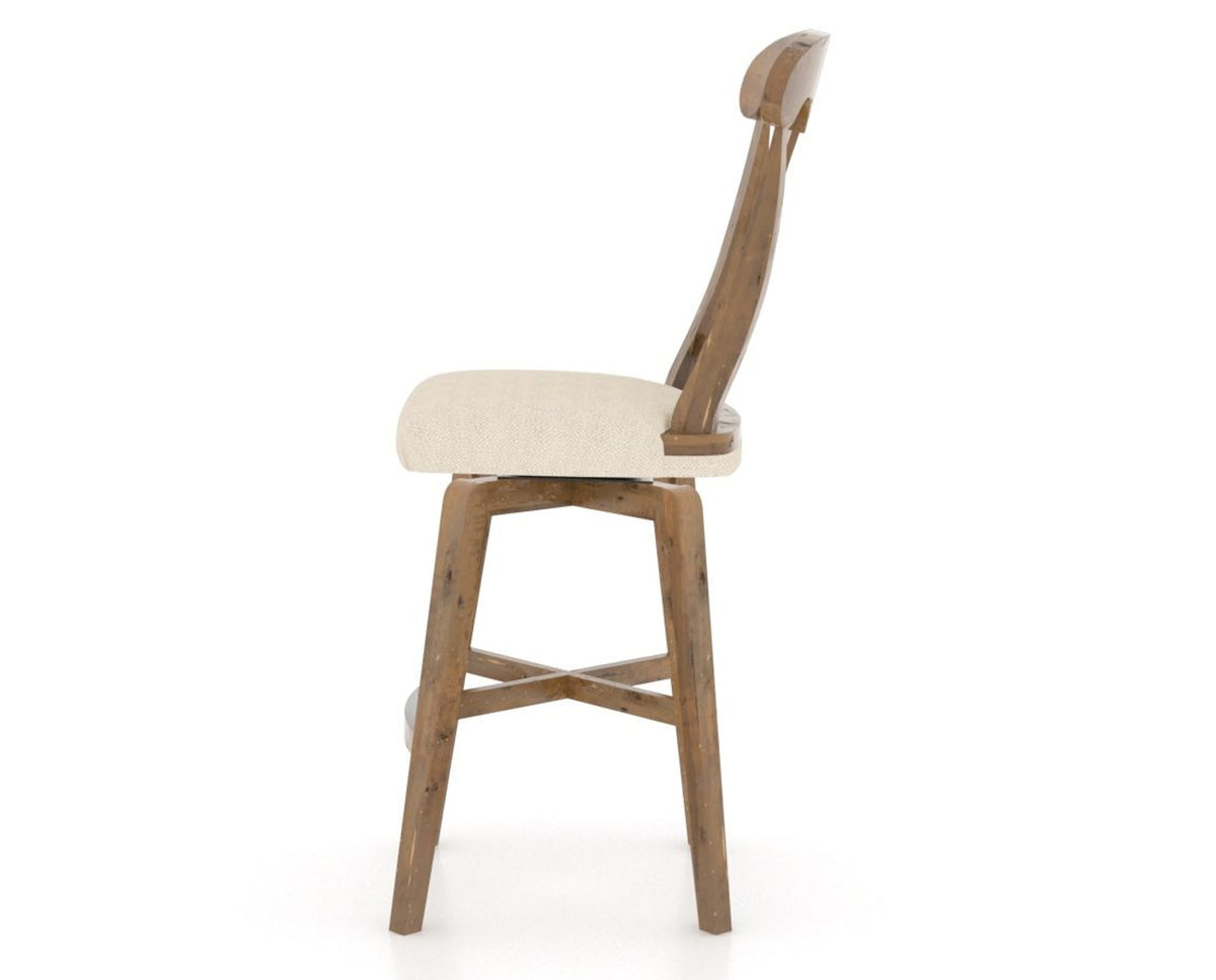 Canadel Champlain Swivel Counter Stool 7600 in 6K Sunbrella® and 03 Oak Washed, side view