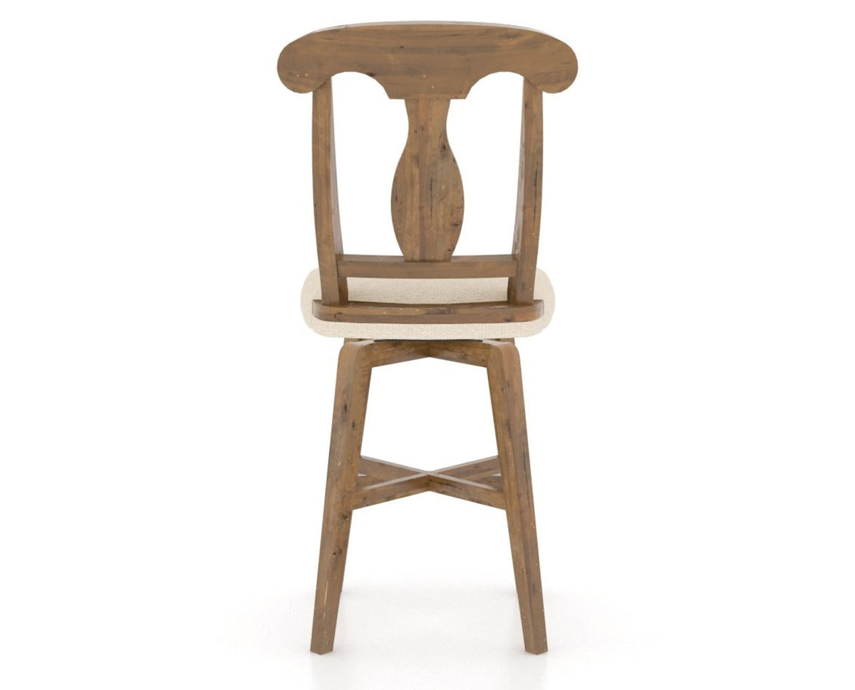 Canadel Champlain Swivel Counter Stool 7600 in 6K Sunbrella® and 03 Oak Washed, back view