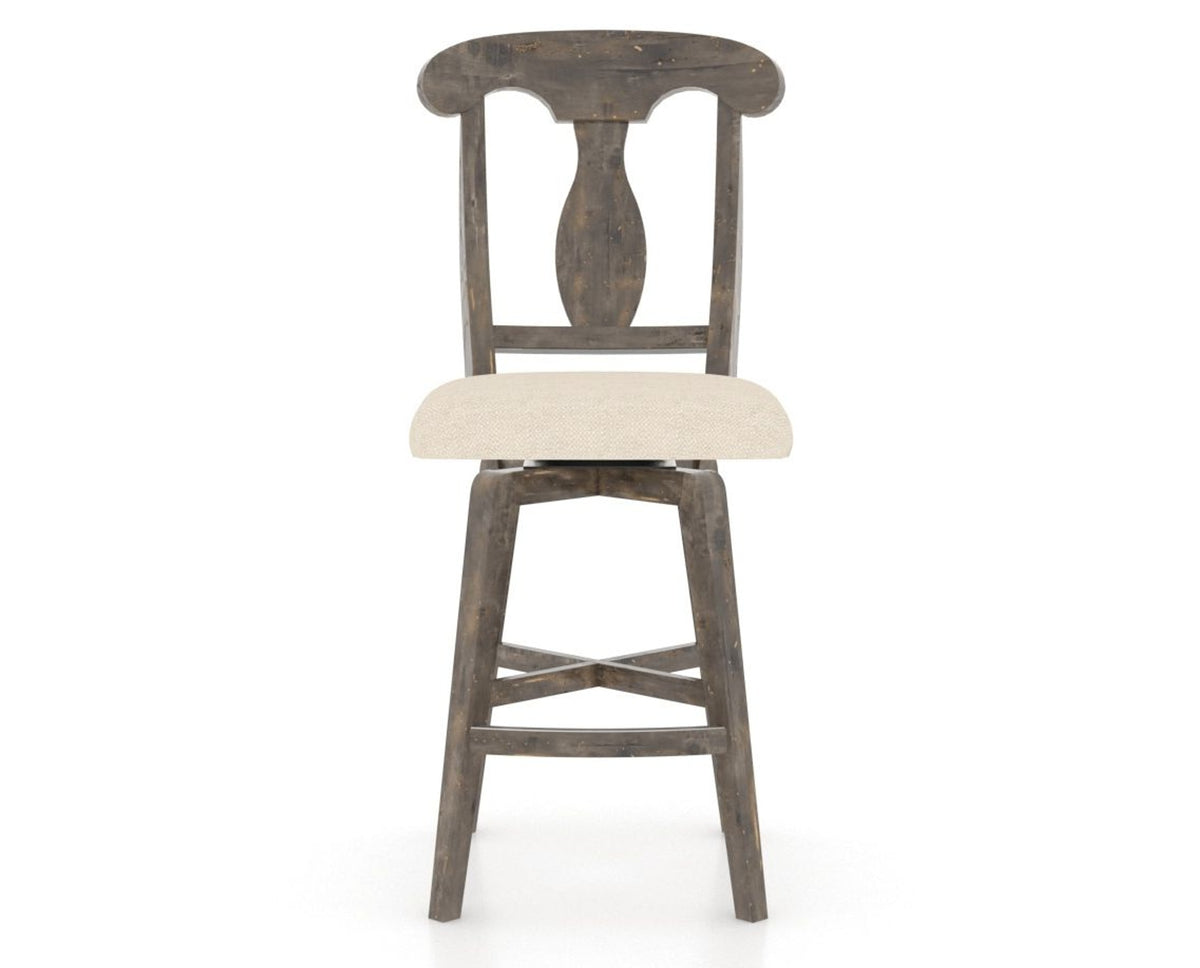 Canadel Champlain Swivel Counter Stool 7600 in 6K Sunbrella® and 08 Shadow, front view
