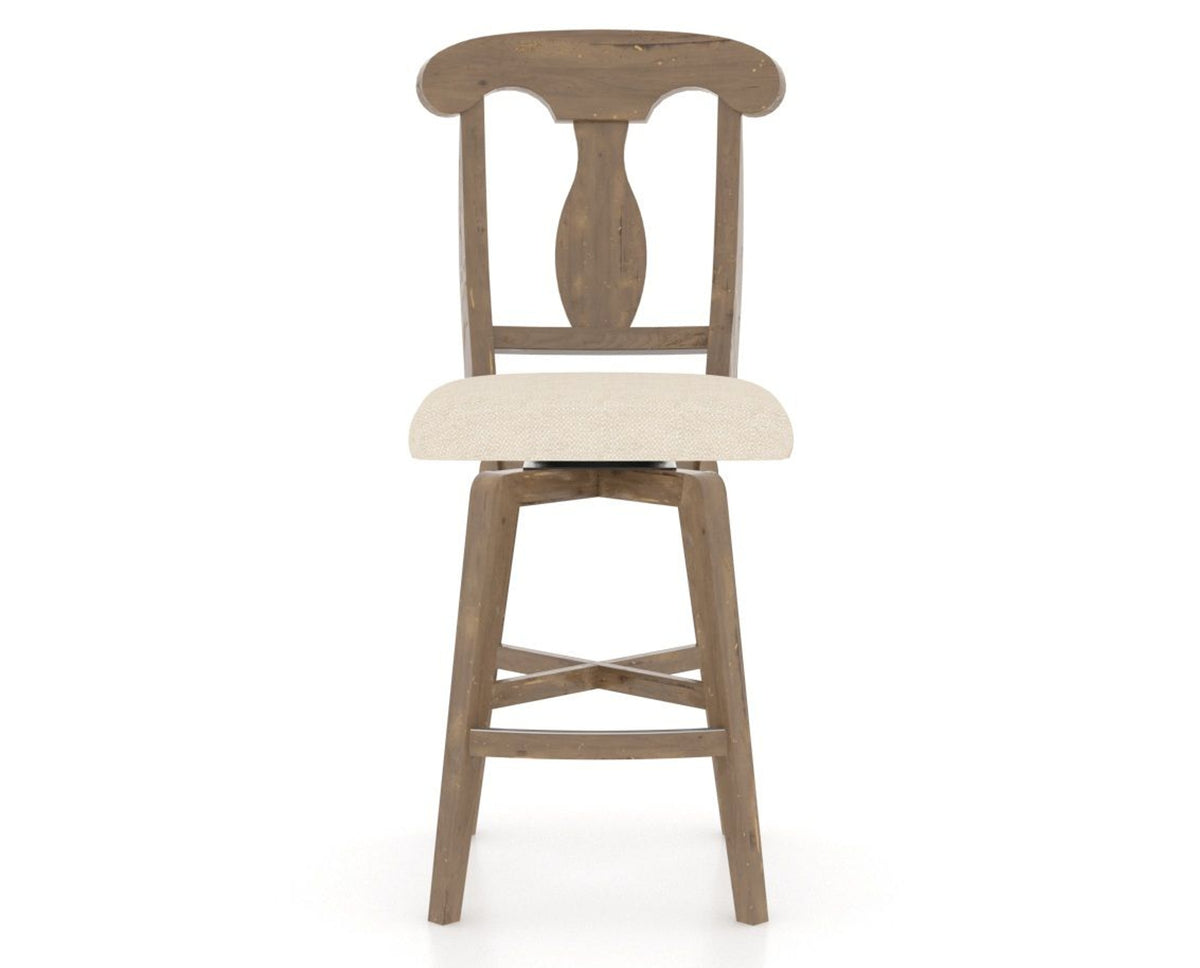 Canadel Champlain Swivel Counter Stool 7600 in 6K Sunbrella® and 25 Pecan Washed, front view