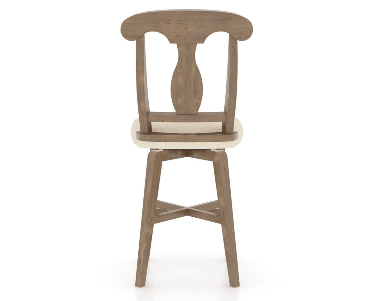 Canadel Champlain Swivel Counter Stool 7600 in 6K Sunbrella® and 25 Pecan Washed, back view