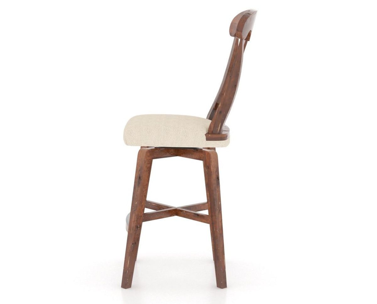Canadel Champlain Swivel Counter Stool 7600 in 6K Sunbrella® and 33 Spice Washed, side view