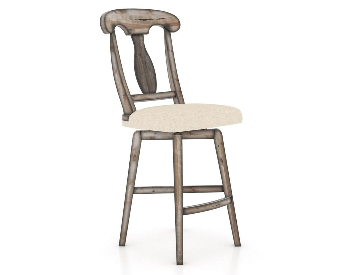 Canadel Champlain Swivel Counter Stool 7600 in 6K Sunbrella® and 72 Heritage Nature, three-quarter view