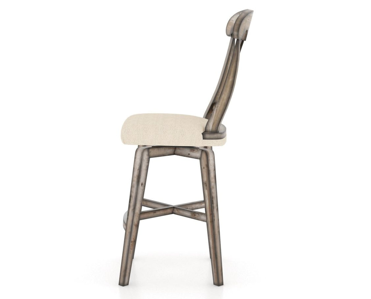 Canadel Champlain Swivel Counter Stool 7600 in 6K Sunbrella® and 72 Heritage Nature, side view