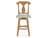 Canadel Champlain Swivel Counter Stool 7600 in 7C Fabric and 01 Honey Washed, front view