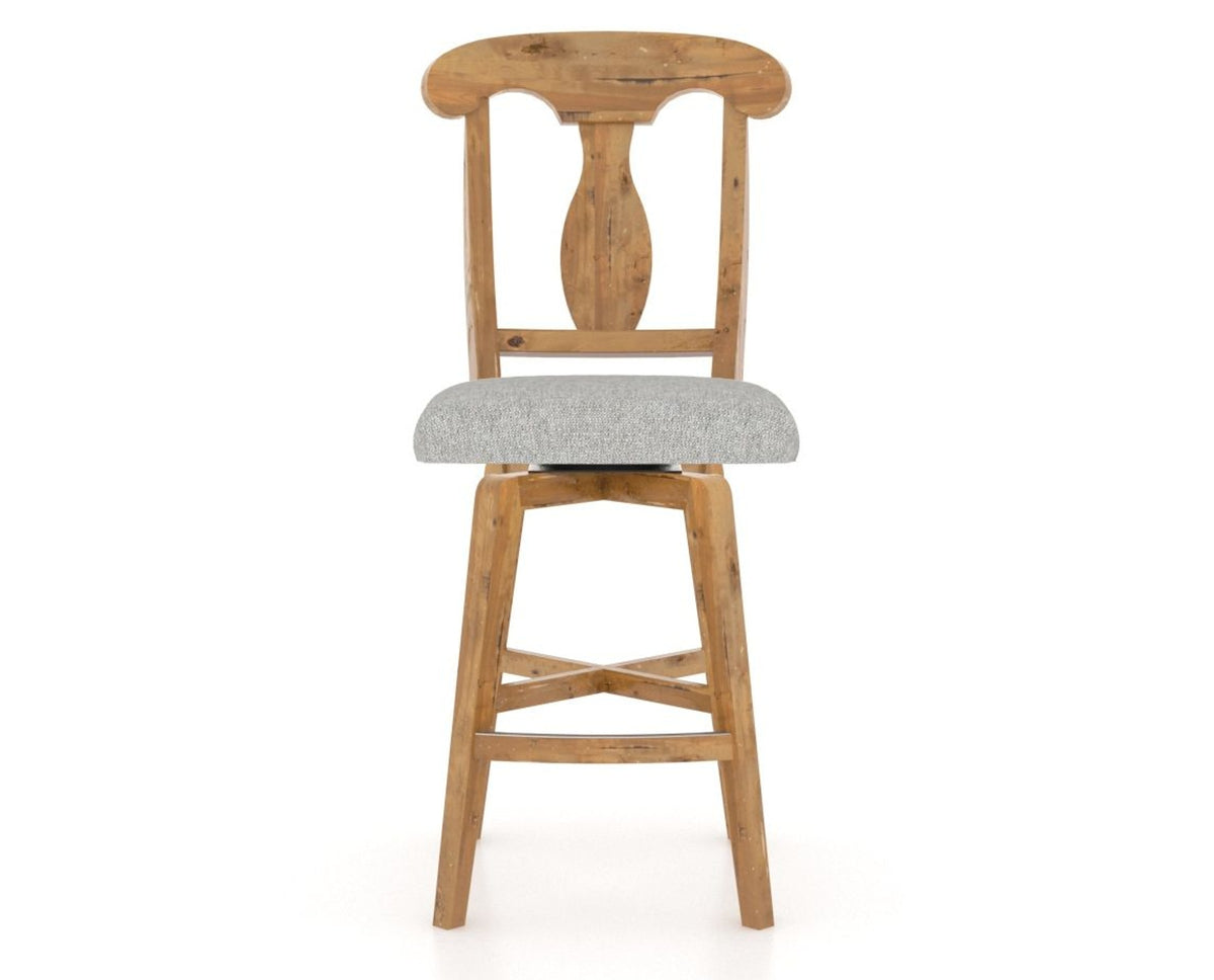 Canadel Champlain Swivel Counter Stool 7600 in 7C Fabric and 01 Honey Washed, front view