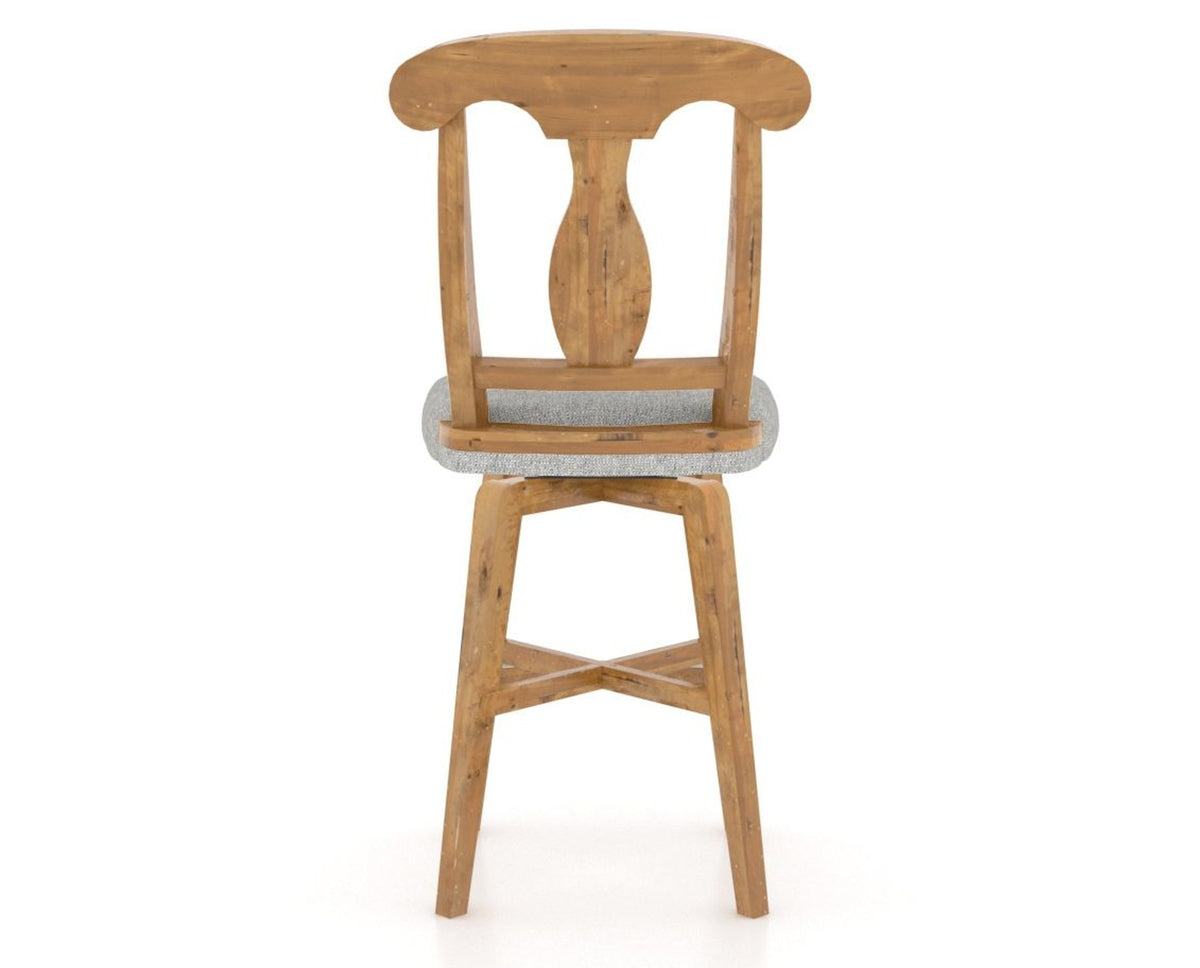 Canadel Champlain Swivel Counter Stool 7600 in 7C Fabric and 01 Honey Washed, back view
