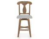 Canadel Champlain Swivel Counter Stool 7600 in 7C Fabric and 03 Oak Washed, front view