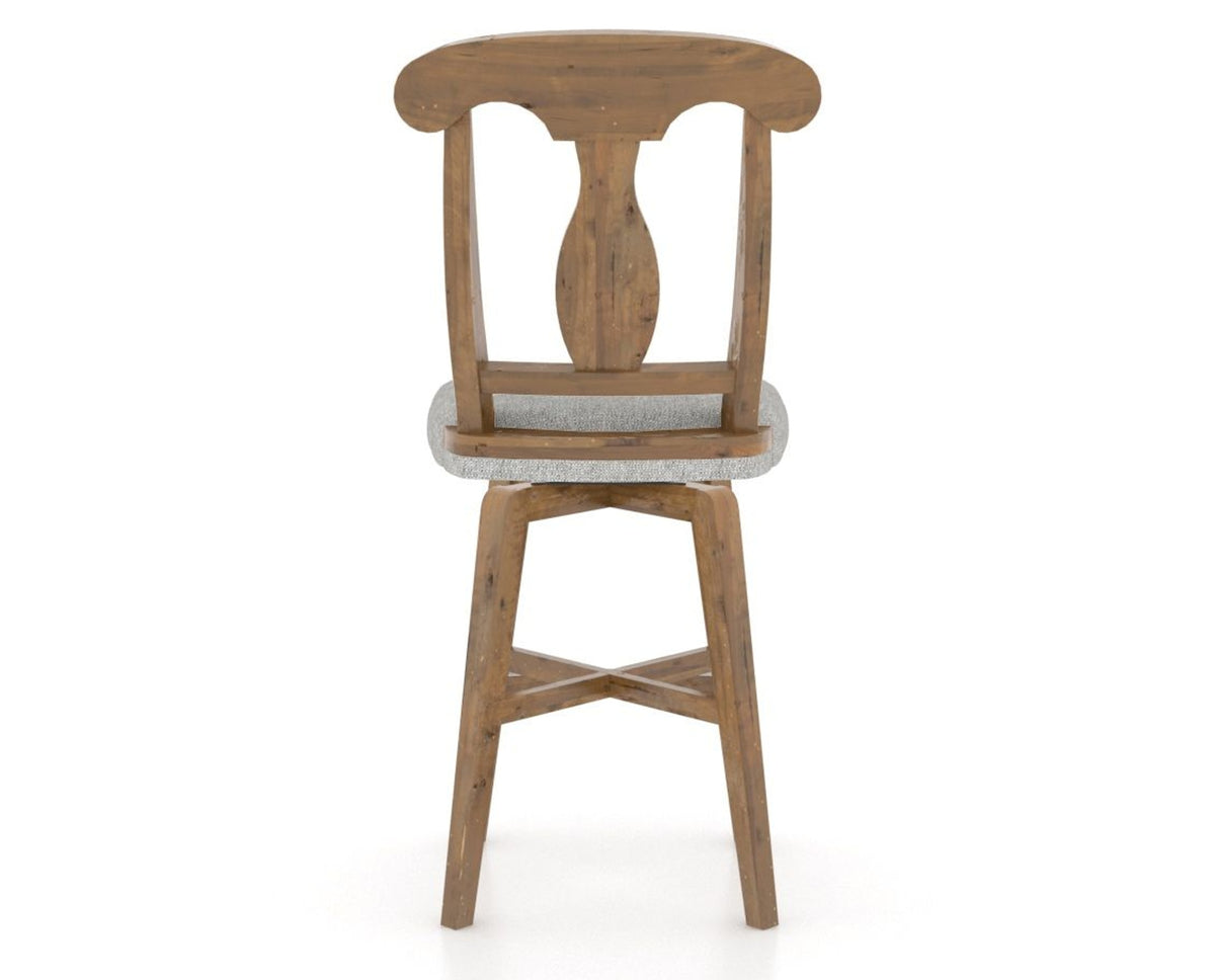 Canadel Champlain Swivel Counter Stool 7600 in 7C Fabric and 03 Oak Washed, back view