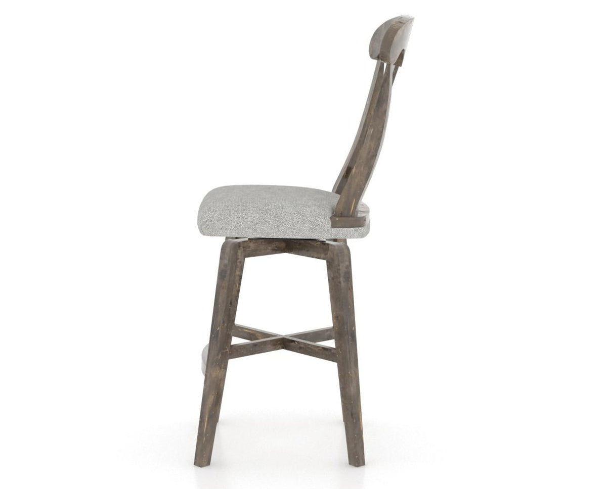 Canadel Champlain Swivel Counter Stool 7600 in 7C Fabric and 08 Shadow, side view