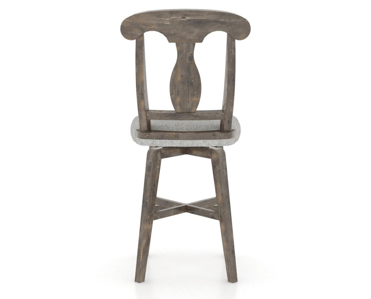 Canadel Champlain Swivel Counter Stool 7600 in 7C Fabric and 08 Shadow, back view