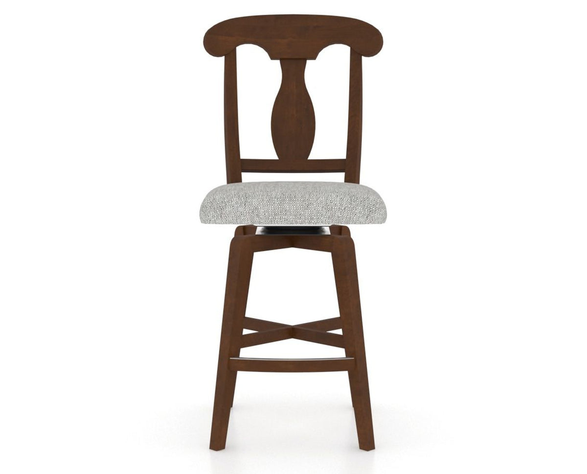 Canadel Swivel Counter Stool 7600 in 7C Fabric and 19 Cognac Washed, front view