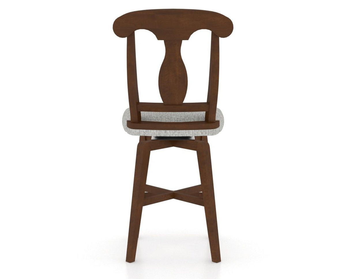 Canadel Swivel Counter Stool 7600 in 7C Fabric and 19 Cognac Washed, back view