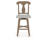 Canadel Champlain Swivel Counter Stool 7600 in 7C Fabric and 25 Pecan Washed, front view