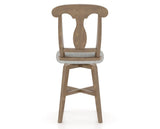 Canadel Champlain Swivel Counter Stool 7600 in 7C Fabric and 25 Pecan Washed, back view
