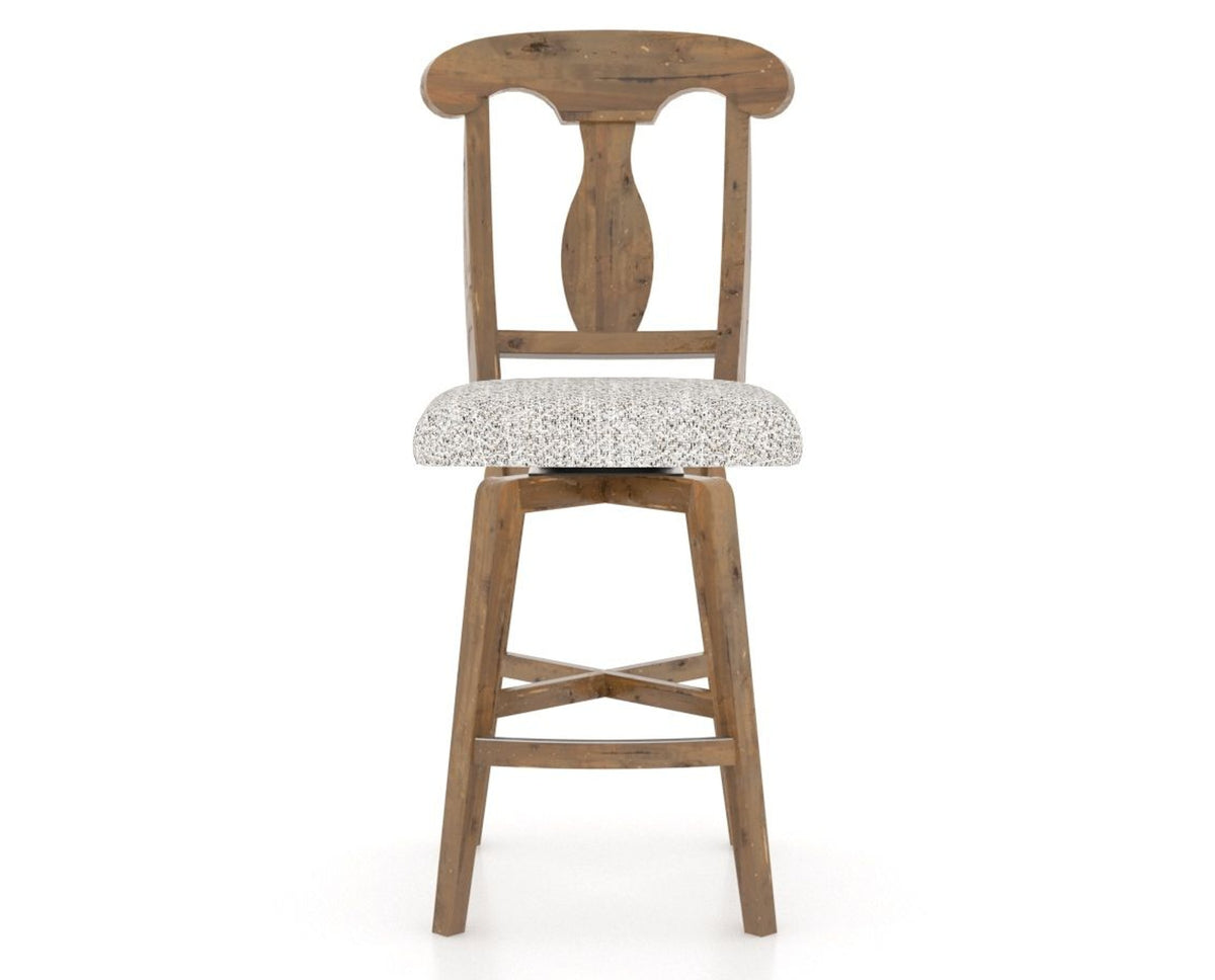 Canadel Champlain Swivel Counter Stool 7600 in FP Crypton® and 03 Oak Washed, front view