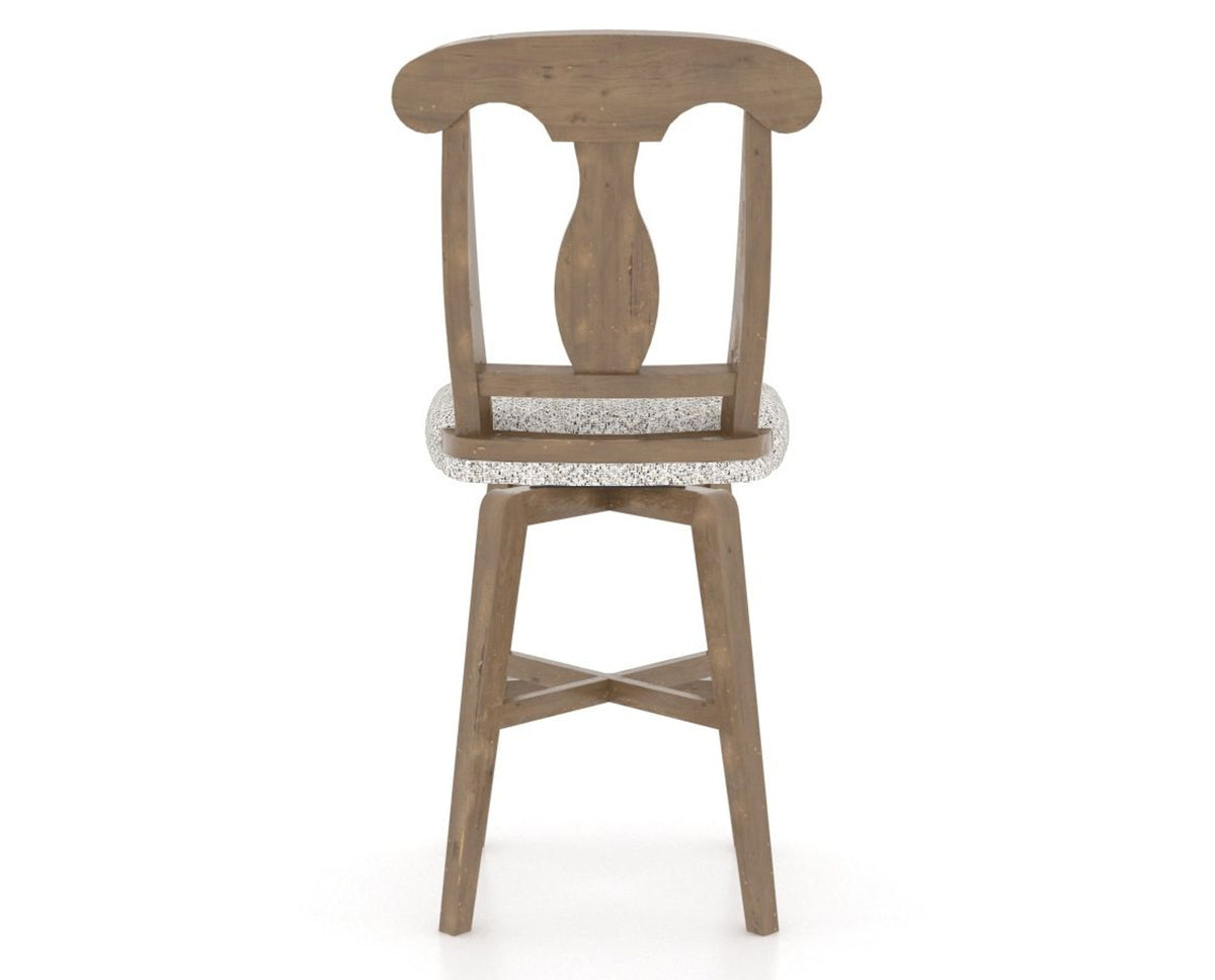 Canadel Champlain Swivel Counter Stool 7600 in FP Crypton® and 25 Pecan Washed, back view