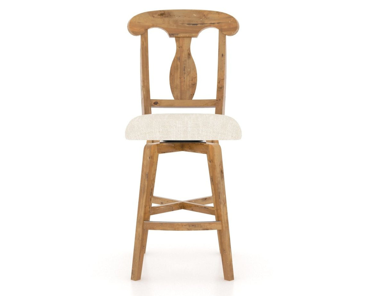 Canadel Champlain Swivel Counter Stool 7600 in FT InsideOut® and 01 Honey Washed, front view