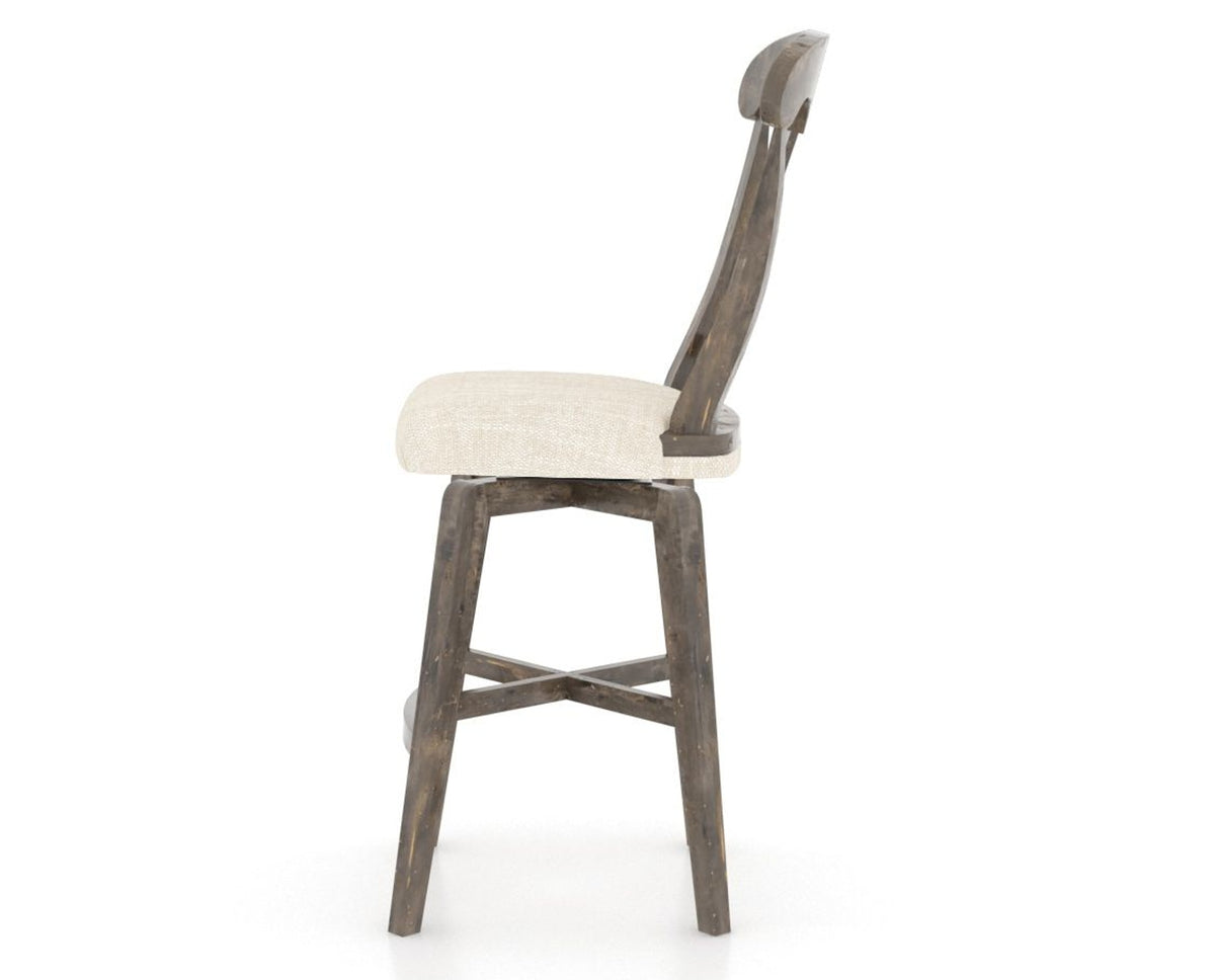 Canadel Champlain Swivel Counter Stool 7600 in FT InsideOut® and 08 Shadow, side view