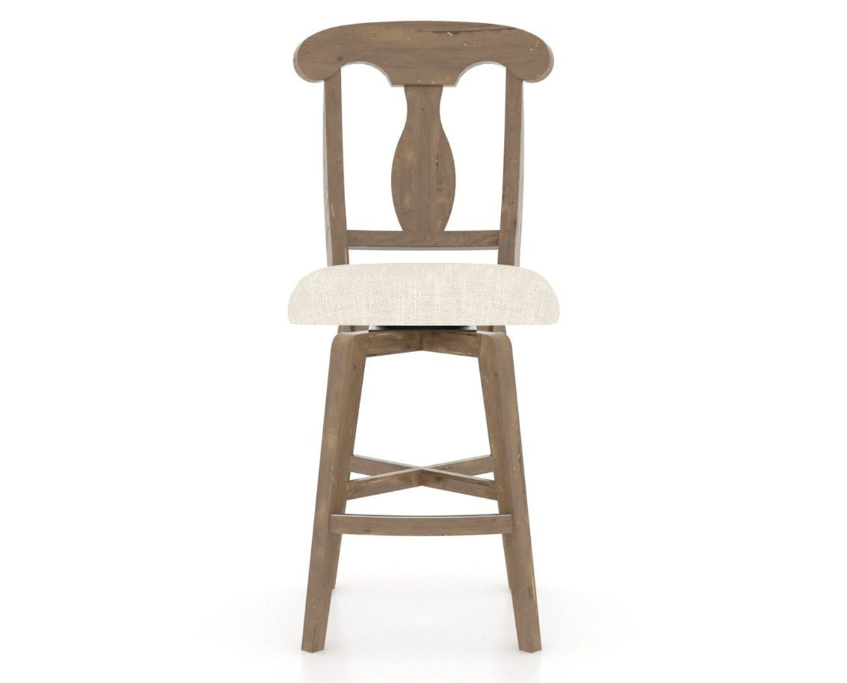 Canadel Champlain Swivel Counter Stool 7600 in FT InsideOut® and 25 Pecan Washed, front view