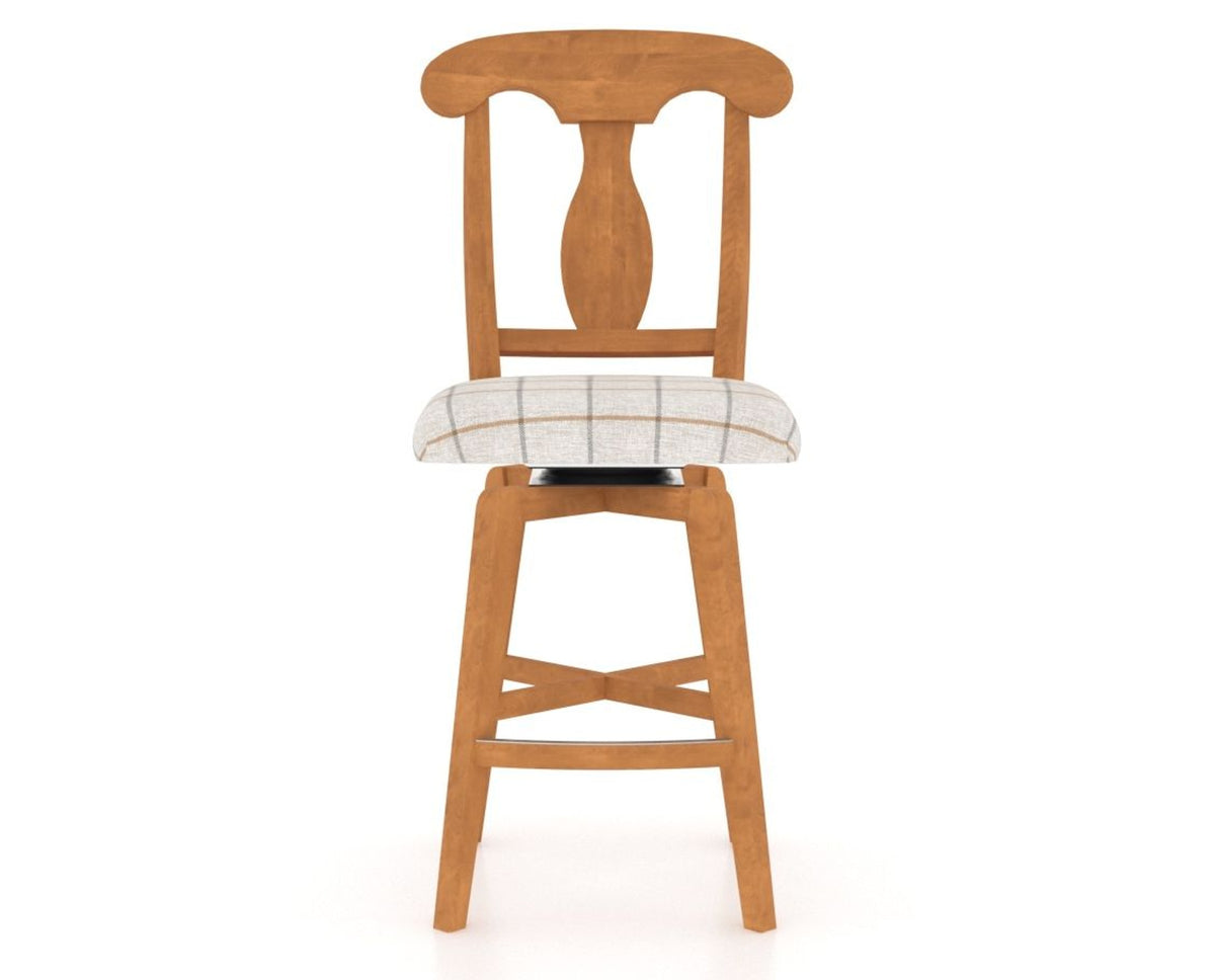 Canadel Swivel Counter Stool 7600 in OZ Fabric and 01 Honey Washed, front view