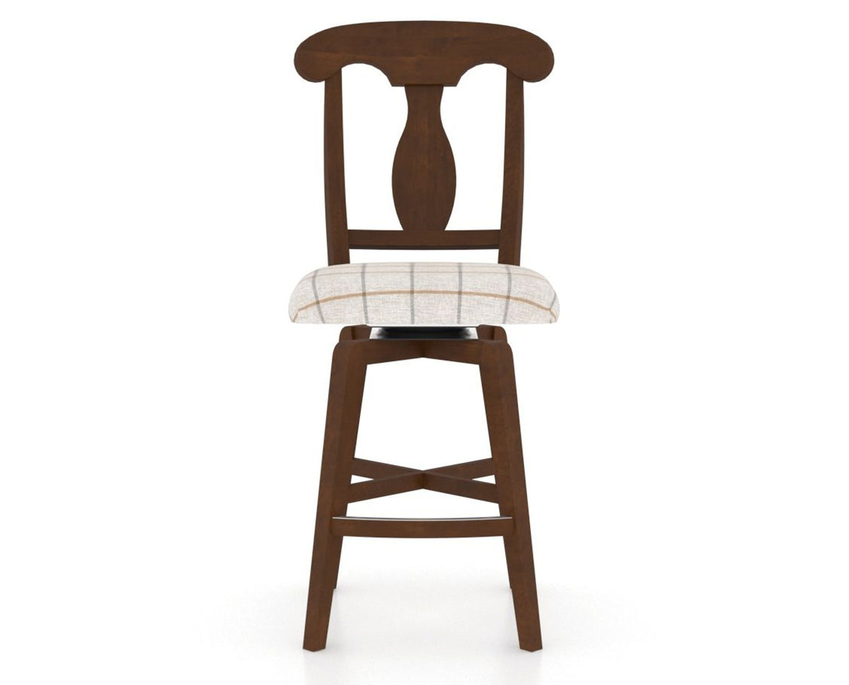 Canadel Swivel Counter Stool 7600 in OZ Fabric and 19 Cognac Washed, front view